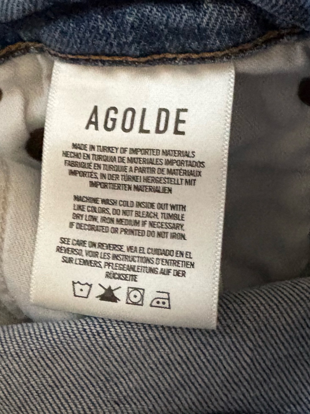 AGOLDE Riley Long Button Fly Straight Leg Blue Jeans Size 27 - Picture 13 of 13